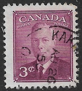 CANADA 1949 KGVI 3c Bilingual Portrait Issue Sc 286 VFU