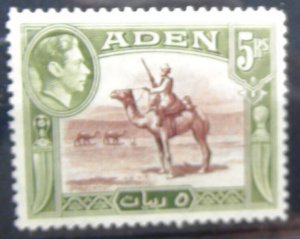 Aden 1939 - 1948 5r  Red Brown & Olive Green MNH SG26