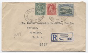 1932 Jamaica registered cover to USA oval postmarks [SR.54]