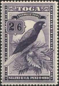 Tonga 1943 SG81 2/6d Red Shining Parrot MLH