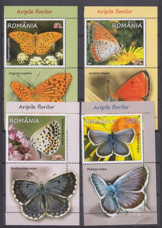 ROMANIA STAMPS 2016 Butterfly MNH POST labels Nature