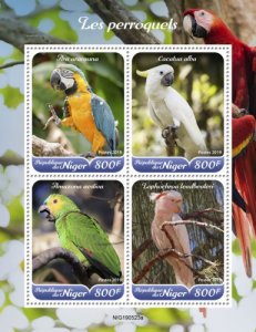 NIGER - 2019 - Parrots - Perf 4v Sheet  - M N H