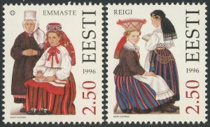Estonia #303-304 Folk Costumes Emmaste Reigi Postage Stamps Europe 1996 Mint NH