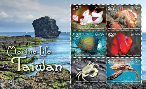 SAINT KITTS 2015 - MARINE LIFE OF TAIWAN - SHEET OF 6 STAMPS - MNH