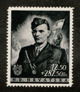 1944 Croatia German Puppet State - Sc# B63 Airmail stamp MH Cv$12