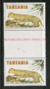 Tanzania 1984 Rare Species Leopard Wild Animals Gutter Pair Sc 259 MNH # 875