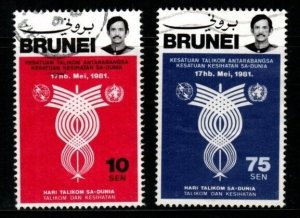 BRUNEI SG296/7 1981 WORLD TELECOMMUNICATIONS & HEALTH DAY FINE USED