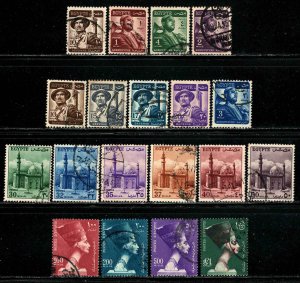 Egypt #322-40 ~ Cplt Set of 19 ~ Used, MX, PM  (1953-56