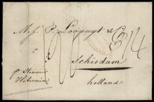 USA 1844 NY Harndens Forwarding Steamer Hibernia Loopuyt SCHIEDAM Holland  82514