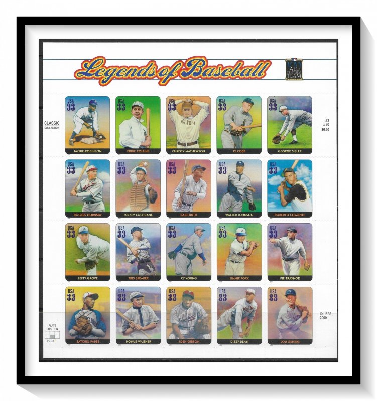 US #3408 Legends Of Baseball Sheet MNH