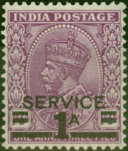 India 1939 1a on 1 1/4a Mauve SG0139 Fine MM