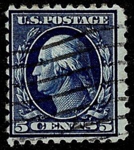 US Scott 378 5c Washington USED FVF HR P12 Single Line S Wmk 190 Mach Cxl 1911