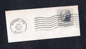 Scott # 1229  used  coil  single on paper Bishop  CA  Nov 9, 1966