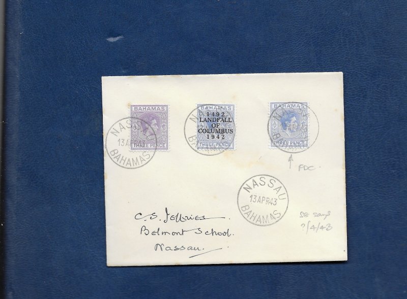 BAHAMAS 1943 MULTIPLE FRANKED COVER-POSSIBLE FDC