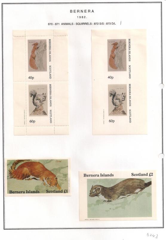 SCOTLAND - BERNERA - 1982 - Squirrels (1) - 2v Perf, Imp, Min, D/L Sheets - MLH