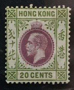 HONG KONG 1912-21 KGV 20c MH MCCA SG#107 HK3786