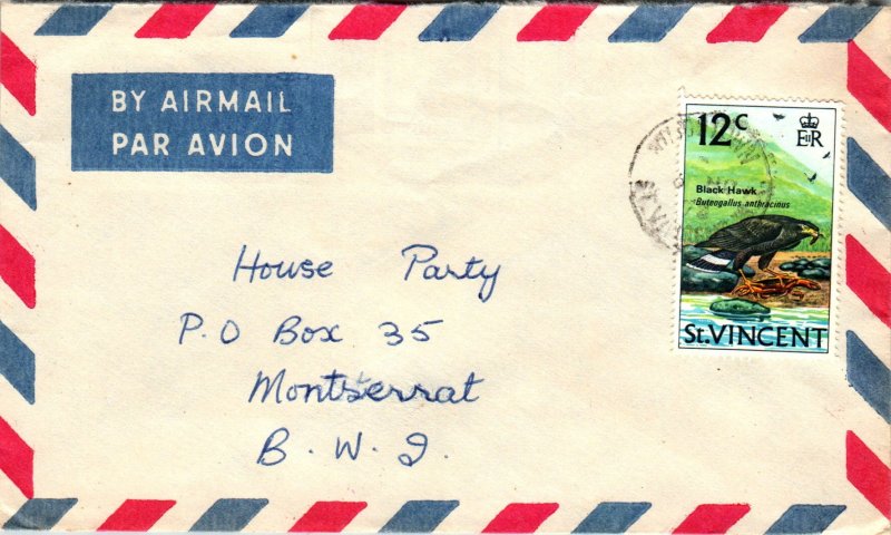 St Vincent to Montserrat 1976 Airmail Cover