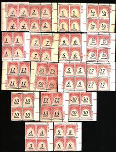 J88-104 MINT NH Complete Postage Due Plate Blocks