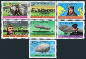 Dominica 562-568, MNH. Mi 568-574. Charles Lindbergh, Graf Zeppelin, 1978. Map.