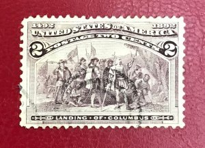 1893 US Sc 231 used 2c Landing of Columbus Cv.30 Lot 7554