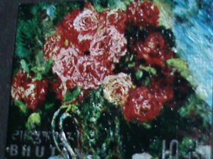 BHUTAN STAMP-COLORFUL OIL PAINTING STAMP-LOVELY FLOWER MINT STAMP- VF