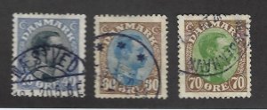 Denmark SC#117, 123 & 125 Used F-VF SCV$16.75...nice bargain!!