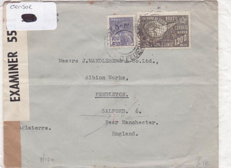 Brazil censor stamp cover Ref 9022