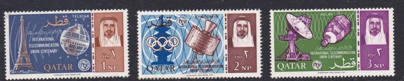 Qatar 61-63 Mint OG 1965 ITU Cent.