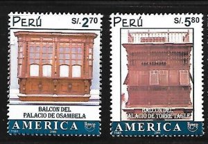 PERU Sc 1320-1 NH issue of 2002 - HISTORICAL PLACES