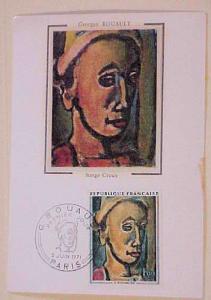 FRANCE FD CARD ART ROUAULT SILK CACHET  1974 UNADDRESSED