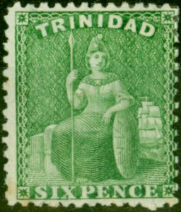 Trinidad 1863 6d Yellow-Green SG72b Fine Mtd Mint (3) 