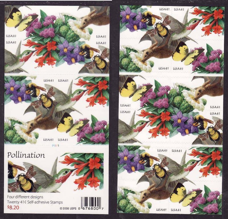 USA-Sc#4156d- id12-unused NH booklet-Birds-Pollination-2007-