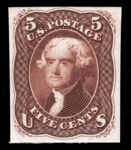 MOMEN: US STAMPS # 67-E9d 1861 PROOF ESSAY XF BROWN $350  LOT #16388-26