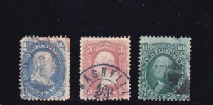 US 19th c  #63 (red cancel), #65 and #68 (110Y)