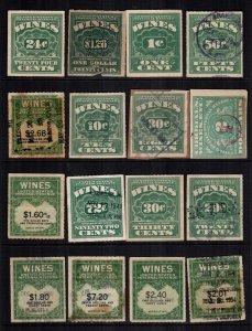 US 16 used revenue wine stamps