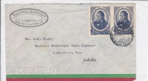 portugal 1945 air mail stamps cover ref 19387