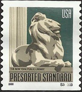 P.N.C. S33333 # 3447 USED N.Y. PUBLIC LIBRARY LION