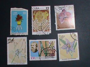 ​CUBA- 6 OLD FLOWERS AND PLANTS USED-CUBA STAMP-VERY FINE PLEASE WATCH