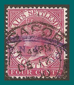 Straits Settlements 1899 Queen Victoria, 4c used #43,SG98