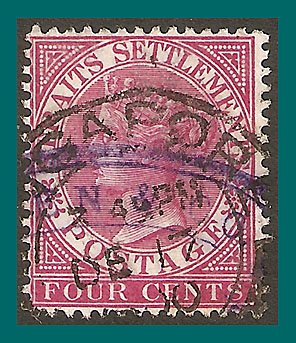 Straits Settlements 1899 Queen Victoria, 4c used #43,SG98