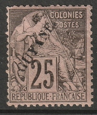 French Guiana 1892 Sc 25 MH* disturbed gum