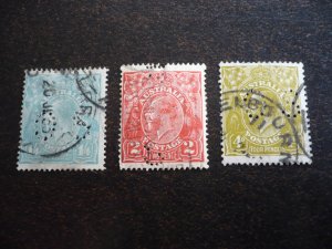 Stamps - Australia - Scott# 28, 34, 37 - Used Part Set of 3 Stamps