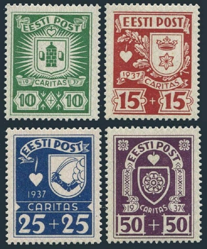 Estonia B32-B35,hinged.Michel 127-130. Arms 1937. Paide,Rakvere,Valga,Viljandi. 