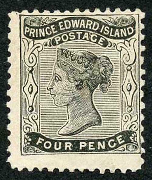 PRINCE EDWARD ISLAND SG24 1862 4d black on yellowish paper perf 11.5-12 x 11