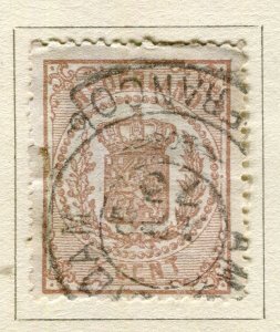 NETHERLANDS; 1869 early classic Coat of Arms perf issue used 1/2c. value,