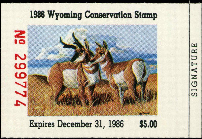 WYOMING #3 1986 STATE DUCK STAMP PRONGHORN ANTELOPE by Dan Andrews