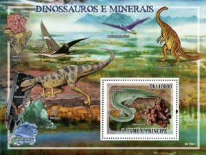 S. TOME & PRINCIPE 2009 - Dinosaurs & Minerals S/s - YT 481, Mi 4107/BL.699