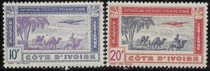 French Ivory Coast MH Airmail pair. 1940's
