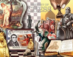 SOLOMON IS.- 2013 - History of Chess - Perf Souv Sheet - Mint Never Hinged