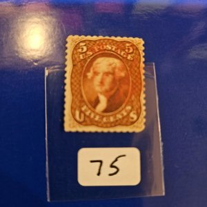 #75 Used, very light red cancel mark looks mint good centering, nice issue VF